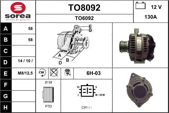 SNRA TO8092 - Генератор vvparts.bg