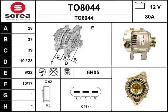 SNRA TO8044 - Генератор vvparts.bg