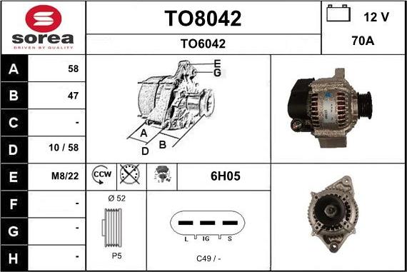 SNRA TO8042 - Генератор vvparts.bg