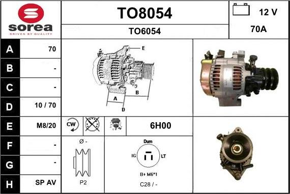 SNRA TO8054 - Генератор vvparts.bg