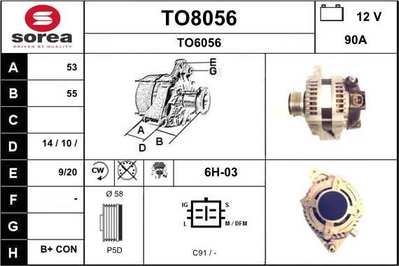 SNRA TO8056 - Генератор vvparts.bg