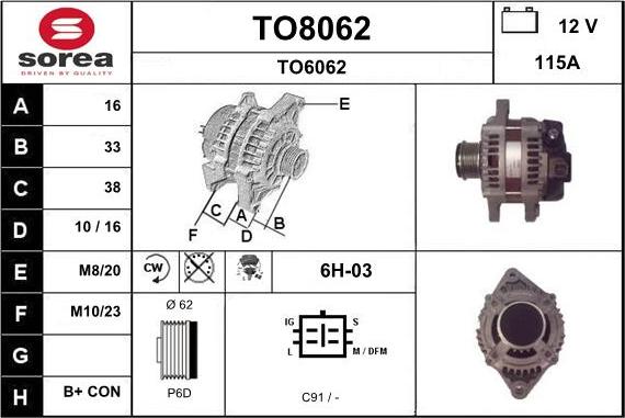 SNRA TO8062 - Генератор vvparts.bg