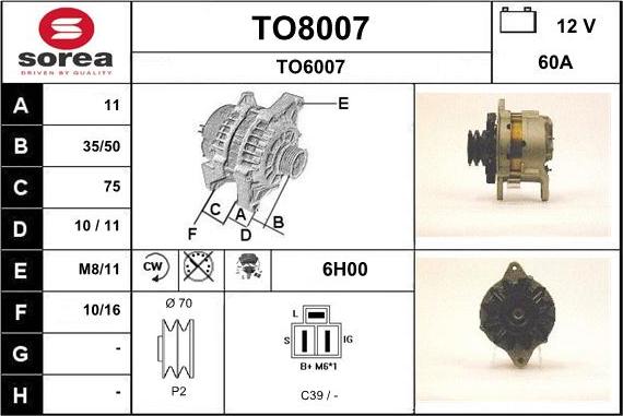 SNRA TO8007 - Генератор vvparts.bg