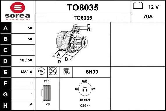 SNRA TO8035 - Генератор vvparts.bg