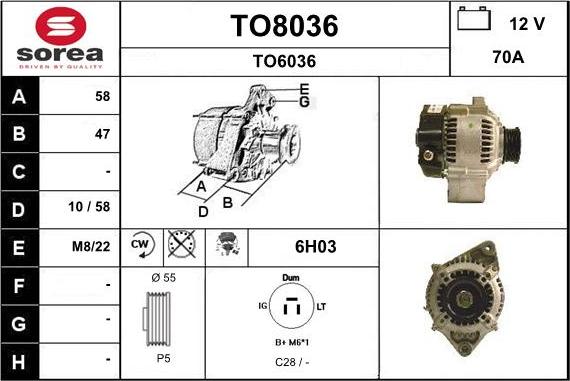 SNRA TO8036 - Генератор vvparts.bg