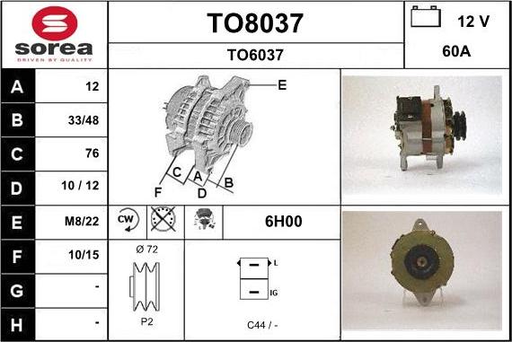 SNRA TO8037 - Генератор vvparts.bg