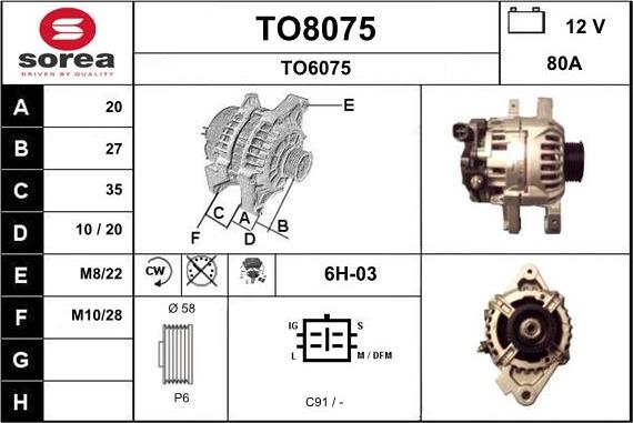 SNRA TO8075 - Генератор vvparts.bg