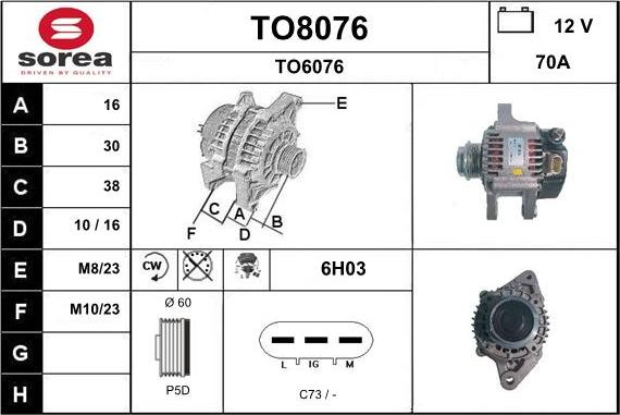 SNRA TO8076 - Генератор vvparts.bg