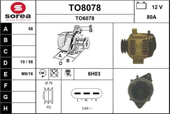 SNRA TO8078 - Генератор vvparts.bg