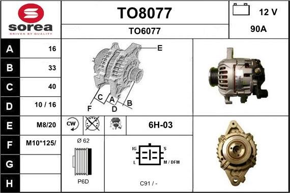 SNRA TO8077 - Генератор vvparts.bg