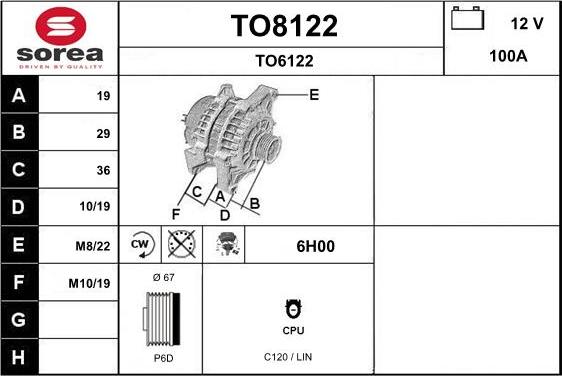 SNRA TO8122 - Генератор vvparts.bg