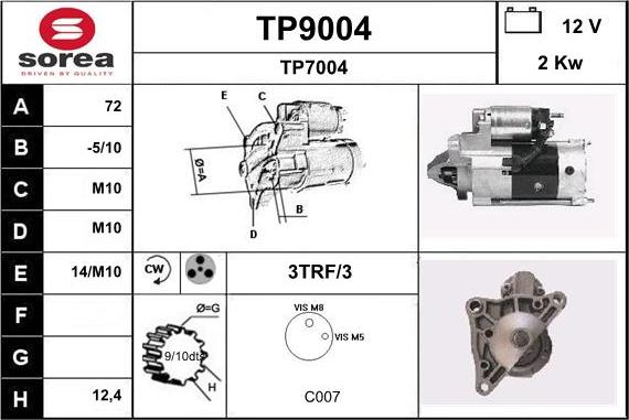 SNRA TP9004 - Стартер vvparts.bg