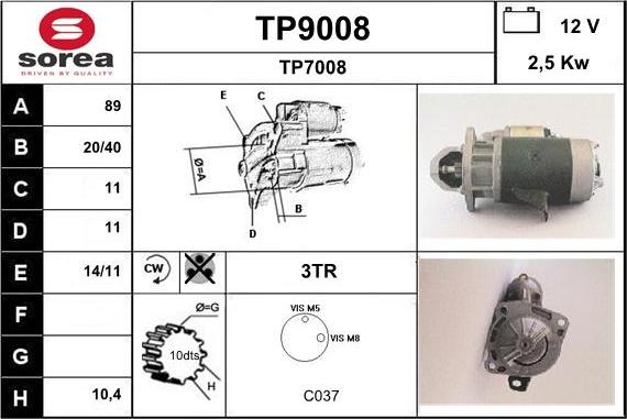 SNRA TP9008 - Стартер vvparts.bg