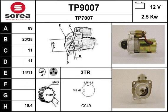 SNRA TP9007 - Стартер vvparts.bg