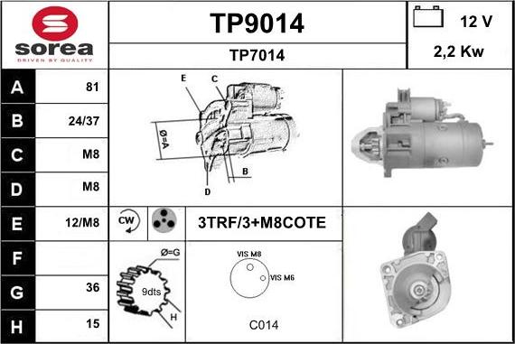 SNRA TP9014 - Стартер vvparts.bg