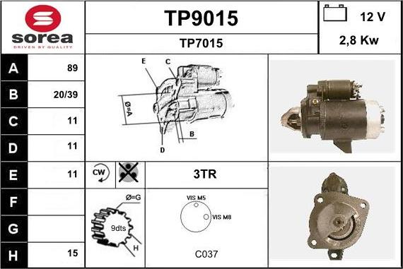 SNRA TP9015 - Стартер vvparts.bg