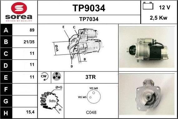 SNRA TP9034 - Стартер vvparts.bg