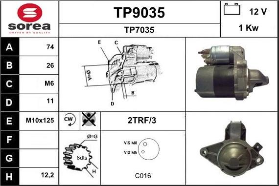 SNRA TP9035 - Стартер vvparts.bg