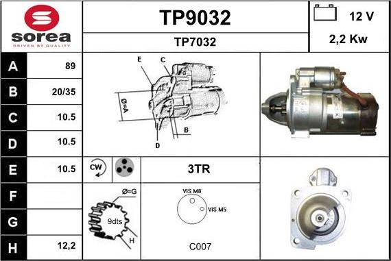 SNRA TP9032 - Стартер vvparts.bg