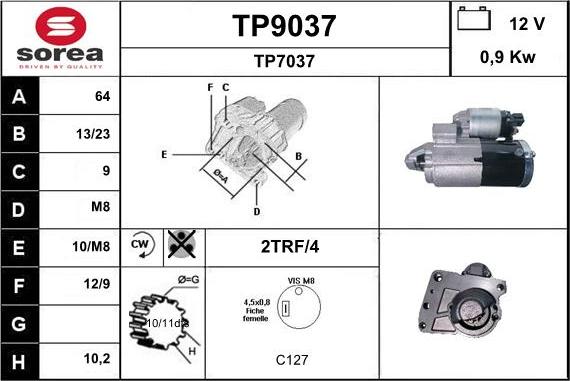 SNRA TP9037 - Стартер vvparts.bg