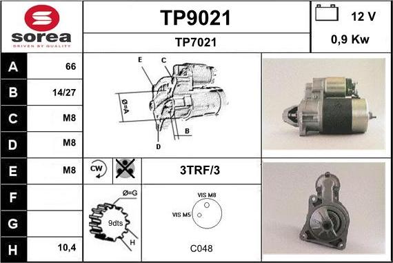 SNRA TP9021 - Стартер vvparts.bg