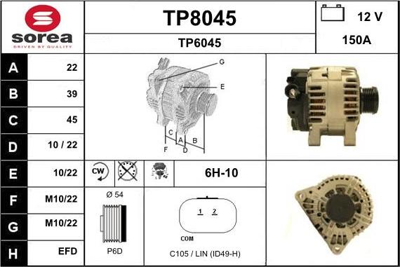 SNRA TP8045 - Генератор vvparts.bg