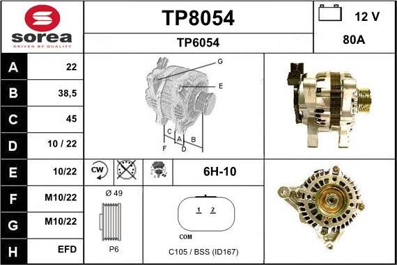 SNRA TP8054 - Генератор vvparts.bg