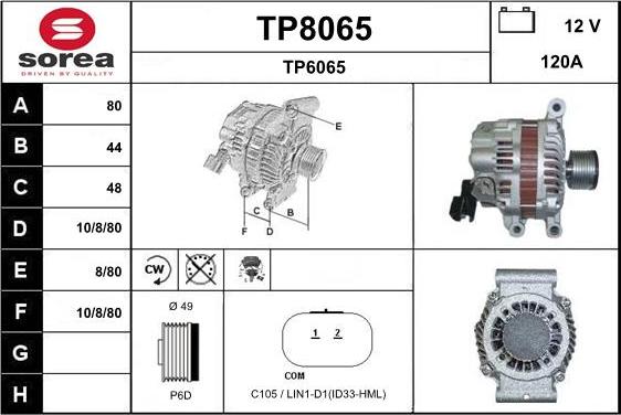 SNRA TP8065 - Генератор vvparts.bg