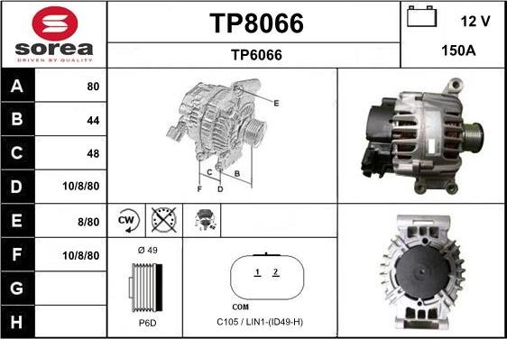 SNRA TP8066 - Генератор vvparts.bg