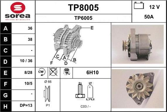 SNRA TP8005 - Генератор vvparts.bg