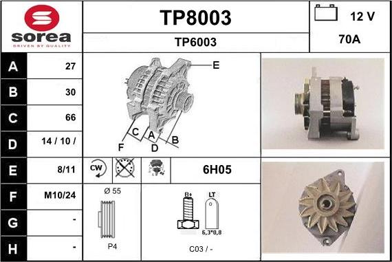 SNRA TP8003 - Генератор vvparts.bg