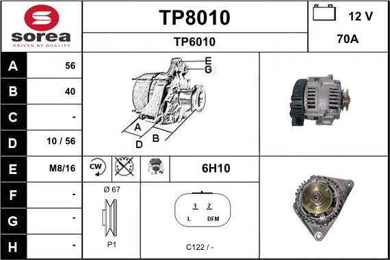 SNRA TP8010 - Генератор vvparts.bg