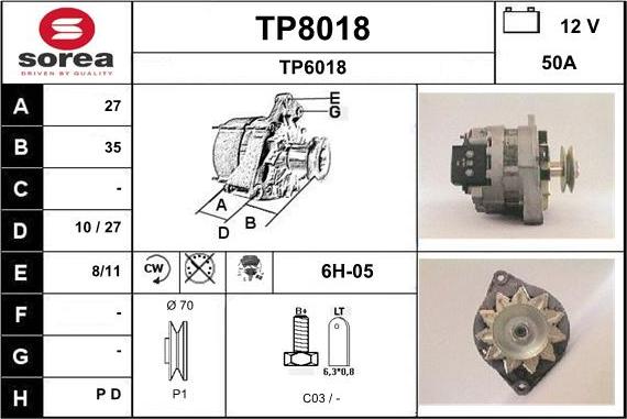 SNRA TP8018 - Генератор vvparts.bg