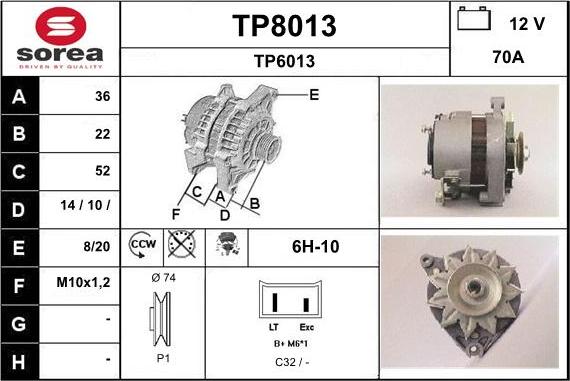 SNRA TP8013 - Генератор vvparts.bg
