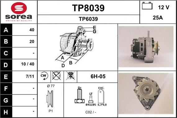 SNRA TP8039 - Генератор vvparts.bg