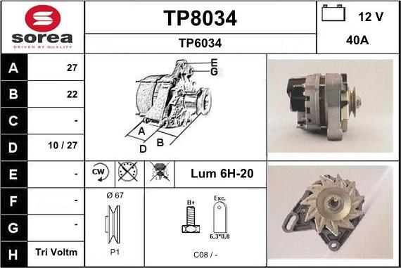 SNRA TP8034 - Генератор vvparts.bg