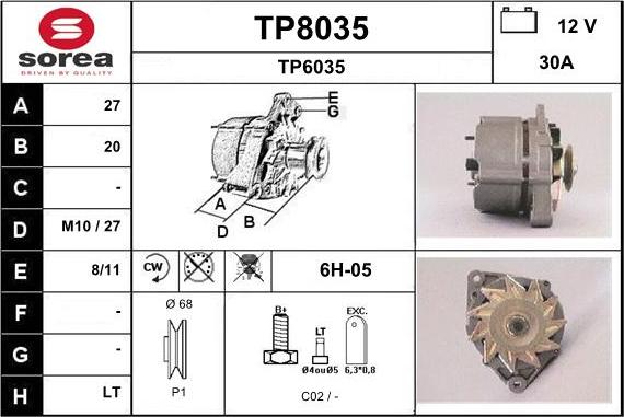 SNRA TP8035 - Генератор vvparts.bg