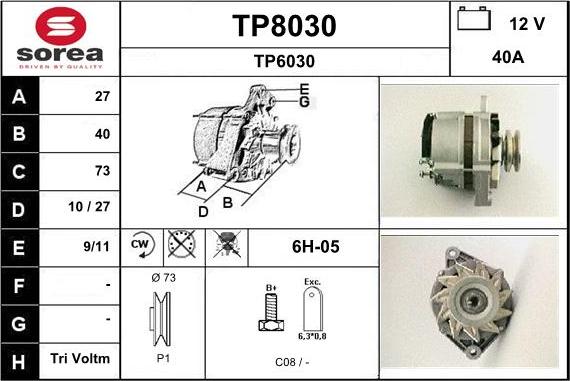 SNRA TP8030 - Генератор vvparts.bg