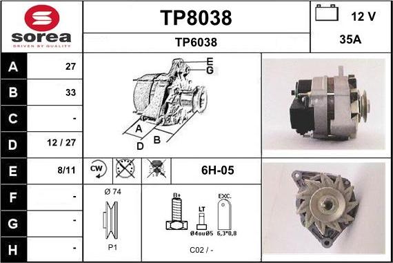 SNRA TP8038 - Генератор vvparts.bg