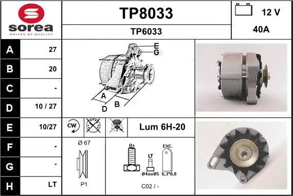 SNRA TP8033 - Генератор vvparts.bg