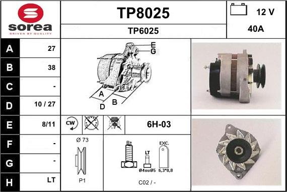 SNRA TP8025 - Генератор vvparts.bg