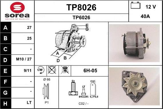 SNRA TP8026 - Генератор vvparts.bg