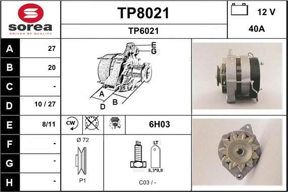 SNRA TP8021 - Генератор vvparts.bg