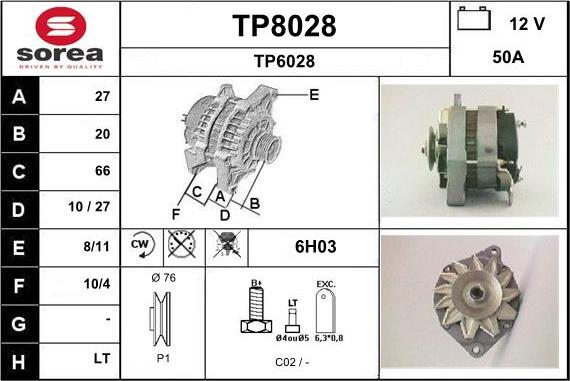 SNRA TP8028 - Генератор vvparts.bg