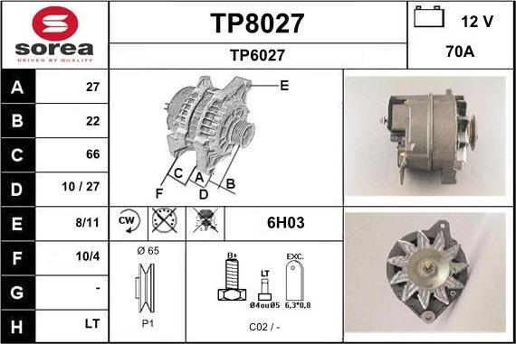SNRA TP8027 - Генератор vvparts.bg
