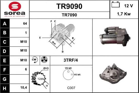 SNRA TR9090 - Стартер vvparts.bg