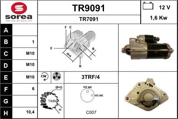 SNRA TR9091 - Стартер vvparts.bg