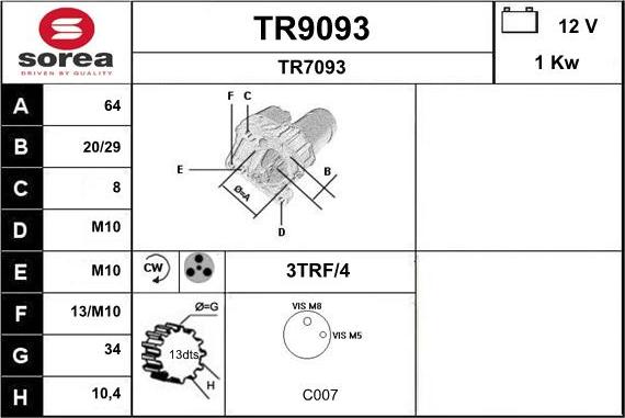 SNRA TR9093 - Стартер vvparts.bg