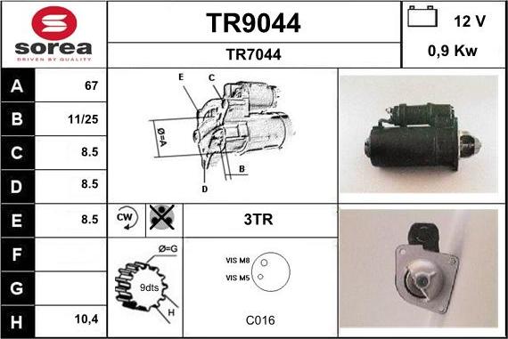 SNRA TR9044 - Стартер vvparts.bg