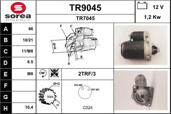 SNRA TR9045 - Стартер vvparts.bg